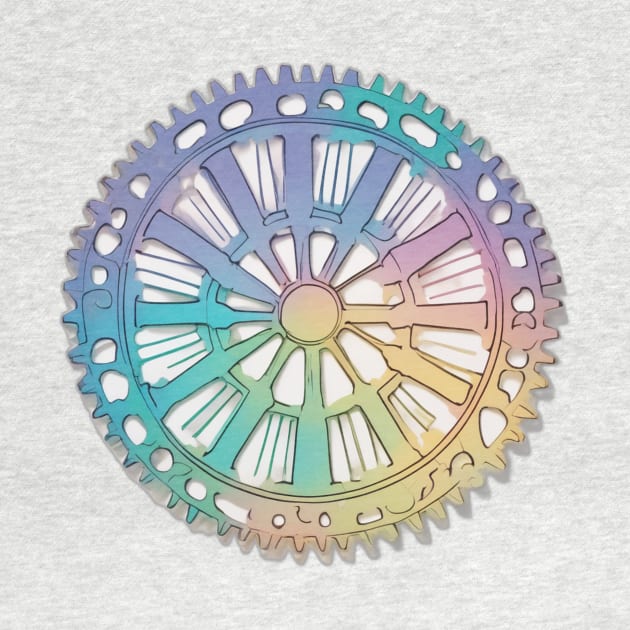 Rainbow Hued Mechanical Gear Wheel No. 482 by cornelliusy